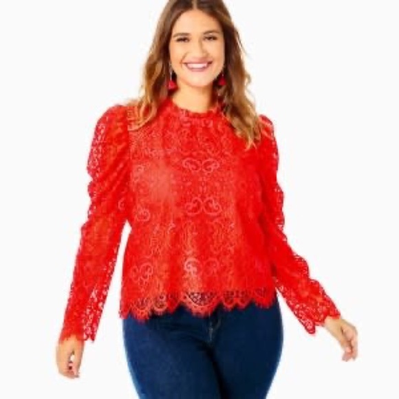 L‎ Lilly Pulitzer Averi Long Sleeve Lace Top